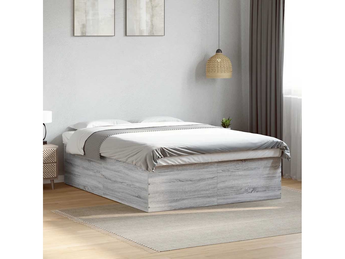 Vidaxl Estrutura De Cama 150x200 Cm Derivados De Madeira Cinza Sonoma