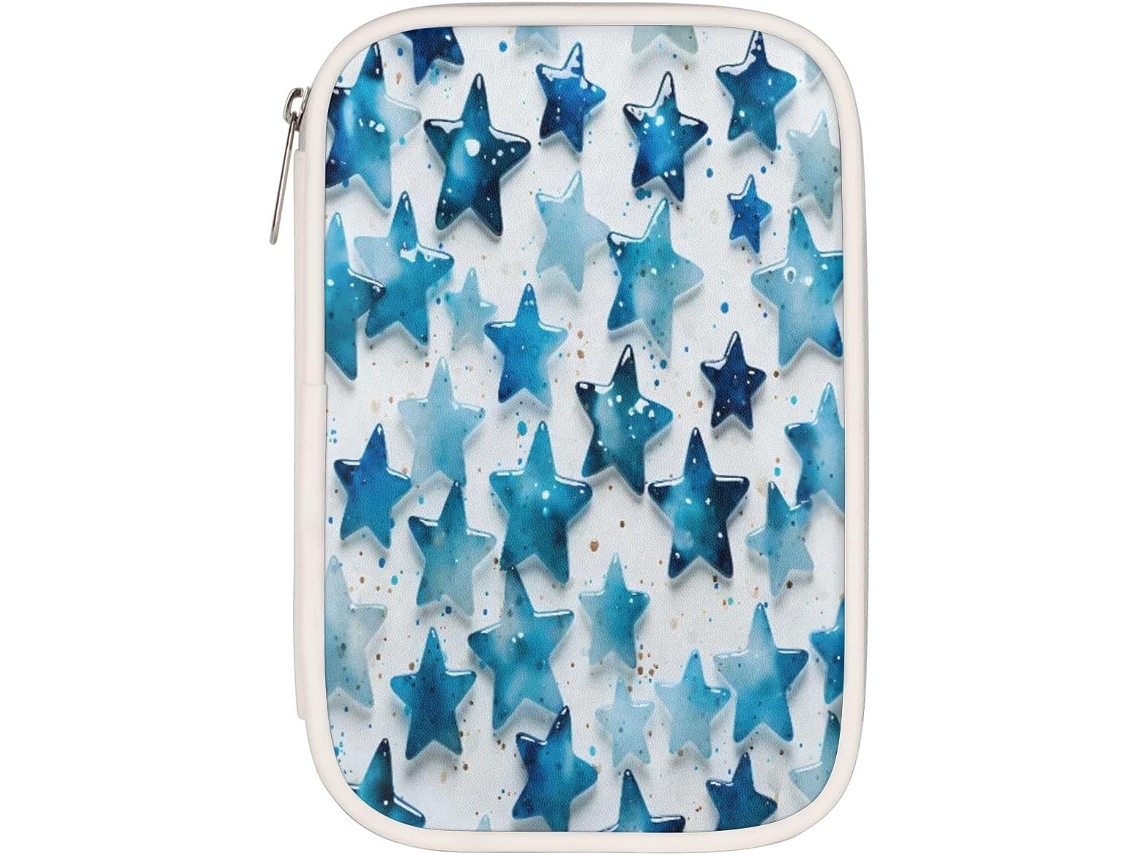 Estojo Lápis, Com Estampa De Estrela Brilhante, Na Cor Azul, Bolsa Lápis, Estojo Com Compartimentos, Porta