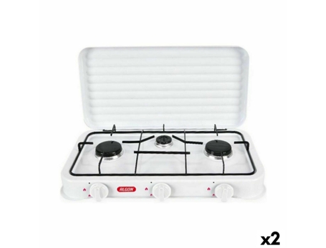 fogão a gás Algon Com tampa Branco 5400 W 55 x 7 x 32 cm (2 Unidades)