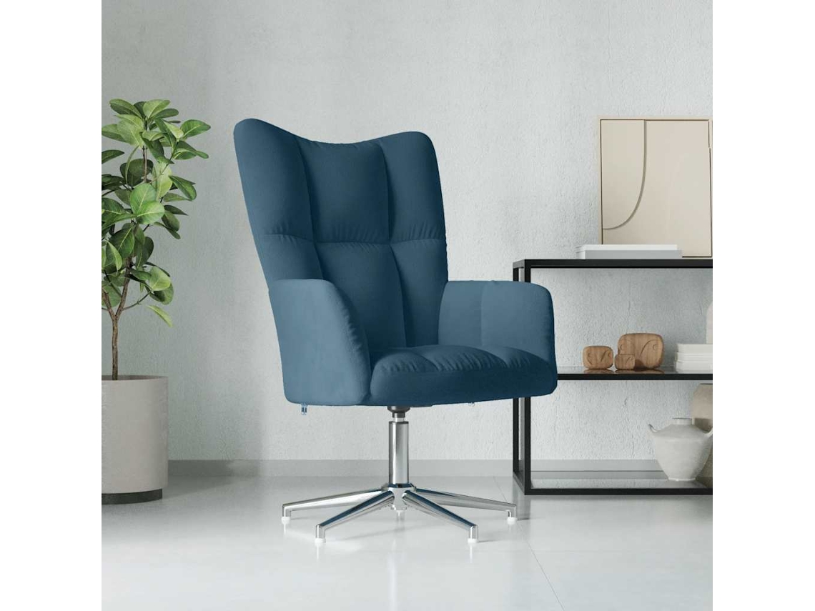 Vidaxl Cadeira De Descanso Veludo Azul