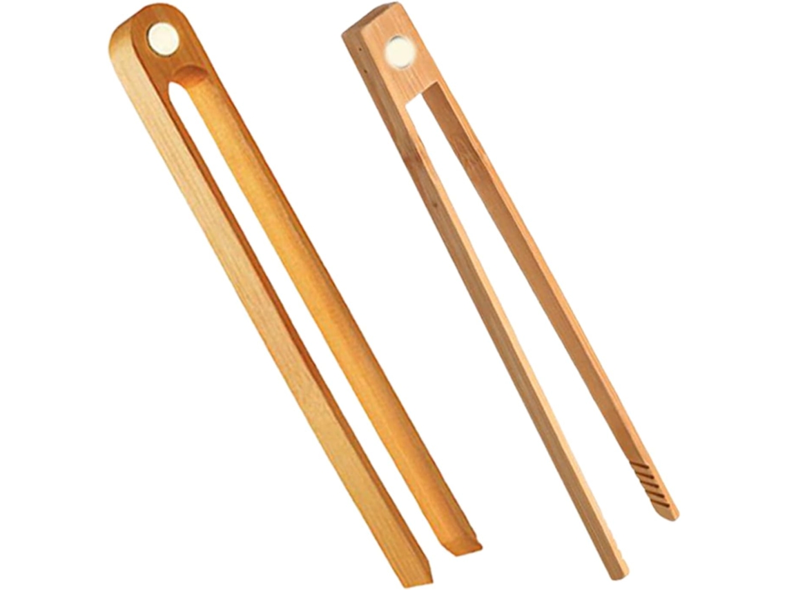 Conjunto De 2 Pinças Cozinha Madeira Com Ímãs Acessórios Para Churrasco, Camping, Buffets, Festas, Sobremesas, Saladas