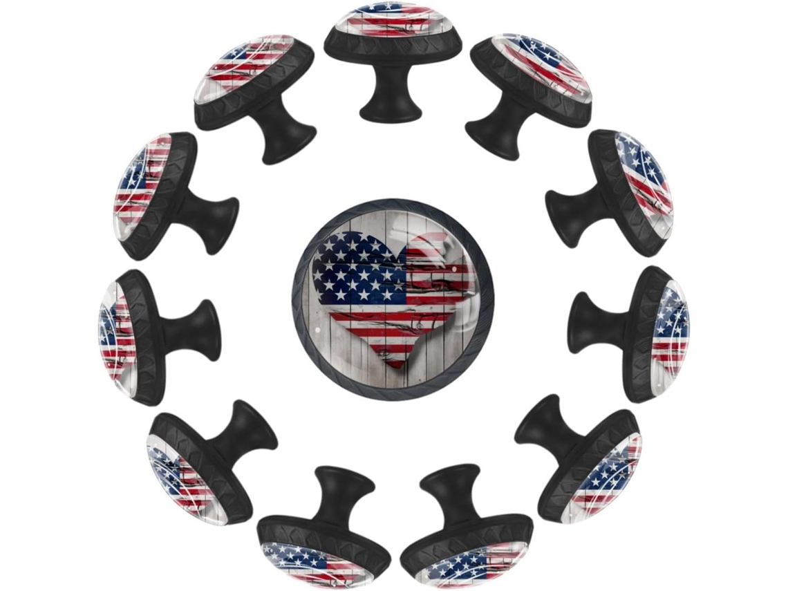 Puxadores Redondos Para Armários De Cozinha, Puxadores Para Gavetas De Cômoda, 12 Peças, Bandeira Americana, Mapa E