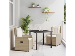 Vidaxl Conjunto de Jantar para Jardim 3 Pcs Bege e Cinza Claro Vime Pe
