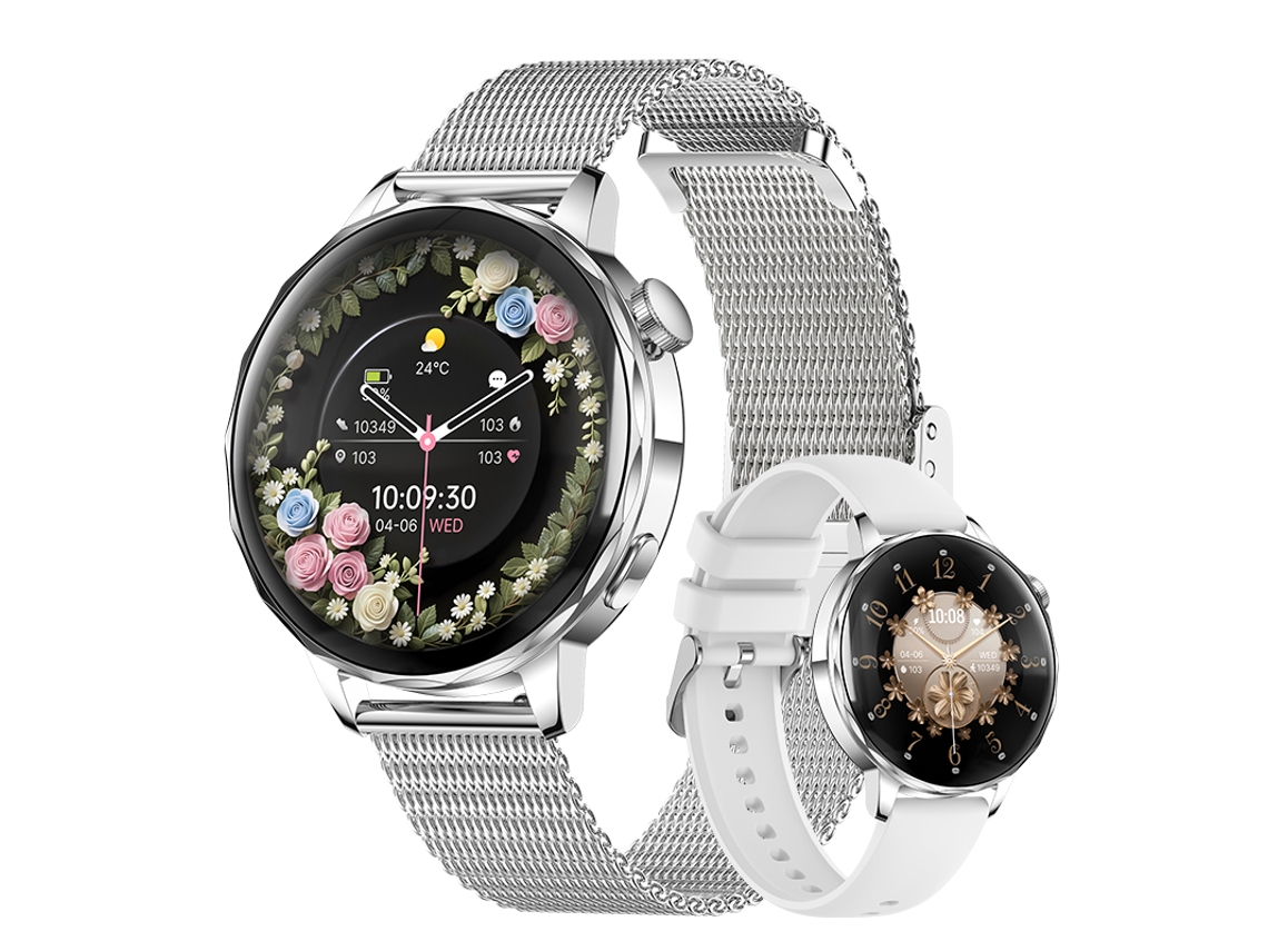 Smartwatch I220 Com Chamada Bluetooth, Tela Hd De 1,27 Polegadas, Monitor De Frequência Cardíaca E Spo2, Ideal Para Mulheres (prateado)