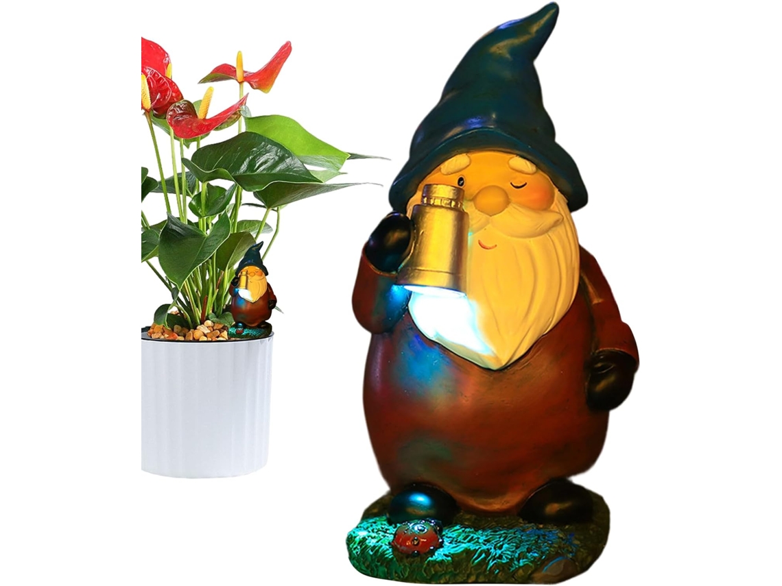 Gnomo Solar Genérico para Decoração Externa, Decoração de Gnomo para Jardim, Estátuas Divertidas e À Prova D'água com CHABERLU