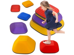 Pedras De Equilíbrio Crianças 6 Peças, Antiderrapantes, Plástico Multicolorido, Desenvolvimento Motor/obstáculos-pt