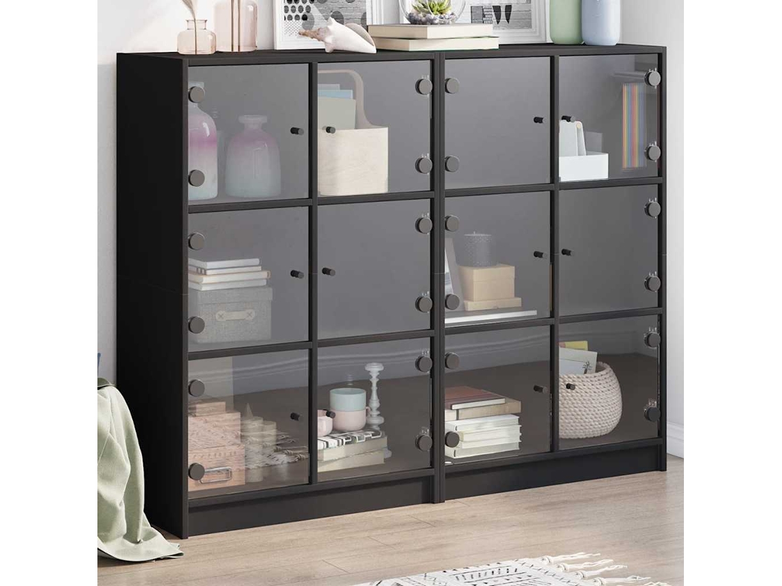 Vidaxl Estante C/ Portas 136x37x109 Cm Derivados De Madeira Preto