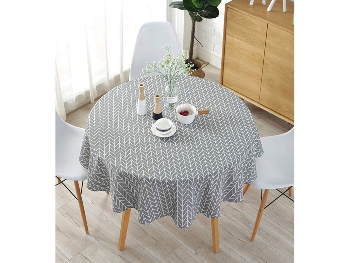 Mantel Redondo De Algodón Y Lino, Twill Simple, Decoración De Cocina Y Hogar, Diámetro 120 Cm