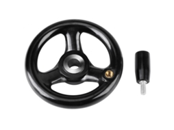Roda De Mão Redonda De 3 Raios Preta 12x100mm Para Torneira E Fresadora
