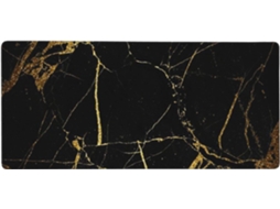 Mousepad para Computador de Grande Formato, em Mármore Preto e Dourado, com Base Borracha Antiderrapante, 40 X