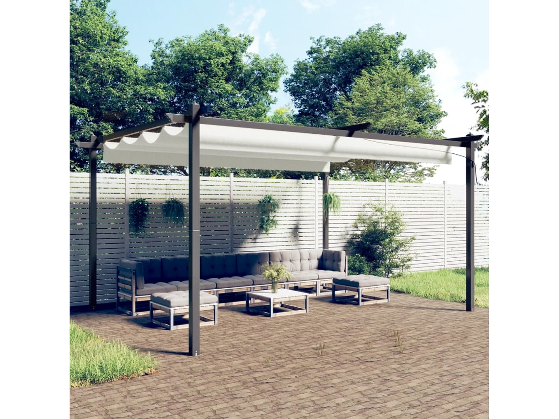 Vidaxl Gazebo De Jardim Com Telhado Retrátil 4x3 M Cor Creme