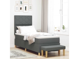 Vidaxl Cama Box Com Cabeceira Cinzento Escuro 200 X 80 Cm Tecido