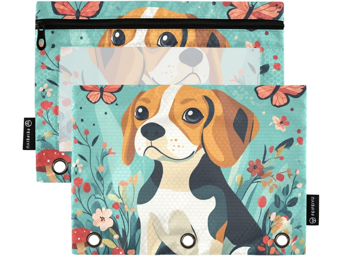 Pasta Organizadora Com Estampa De Cães Beagle Em Estilo Kawaii Janela Transparente, Bolsos Grandes E Resistentes