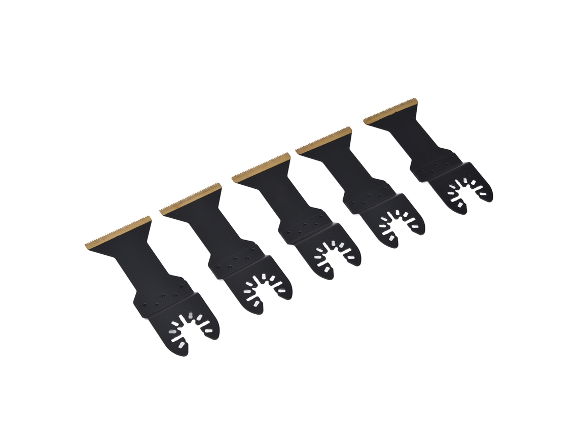 Conjunto de 5 lâminas de serra oscilante universais longas bimetálicas revestidas de titânio, tipo H, de 1-3/4 polegadas, para ferramentas de marcenaria DIY.