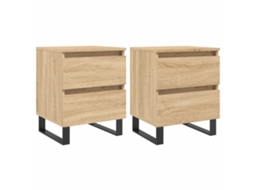 Bedside Cabinet, Bedside Cabinets Vidaxl Marrom Madeira Processada (n/a)
