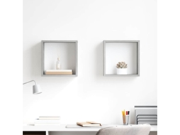 Vidaxl Prateleiras Parede Forma De Cubo 2 Pcs 30x15x30cm Cinza Cimento