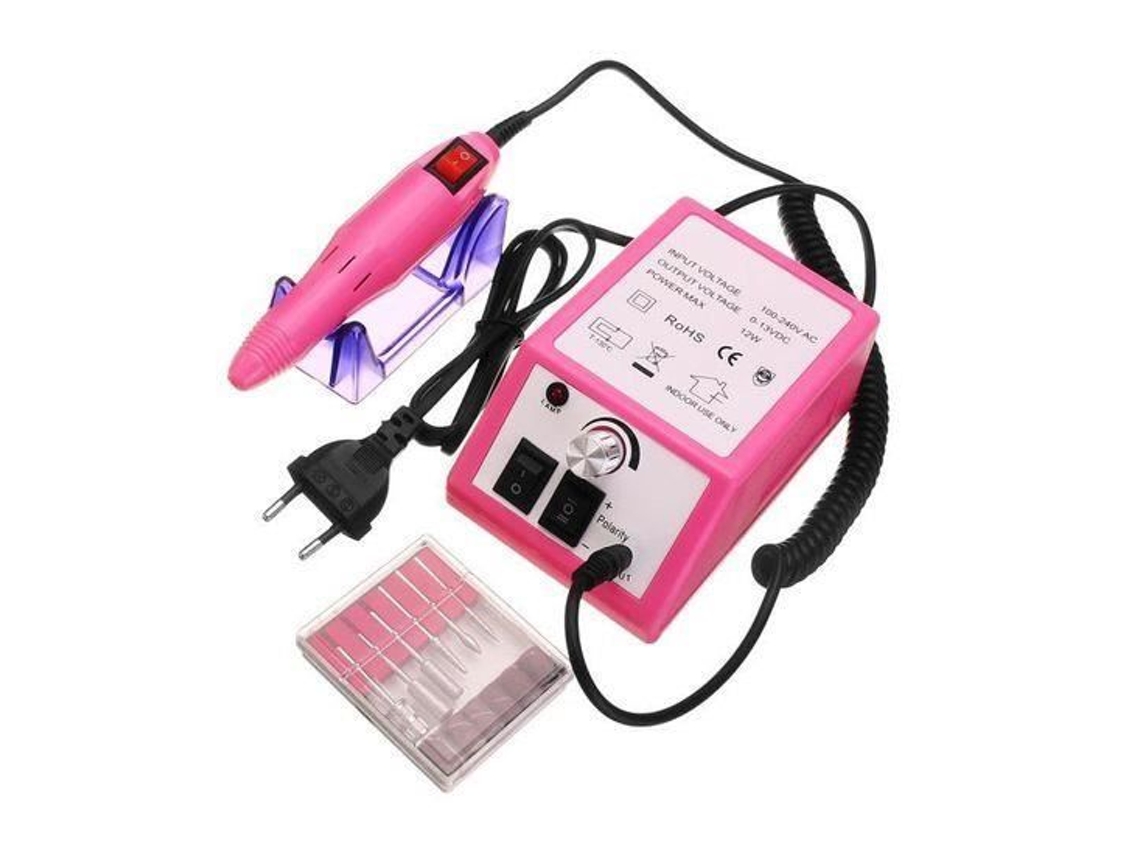 Kit Furador de Unhas Elétrico Profissional 220V Rosa