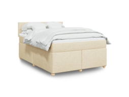 Vidaxl Cama Com Molas/colchão 140x200 Cm Tecido Cor Creme