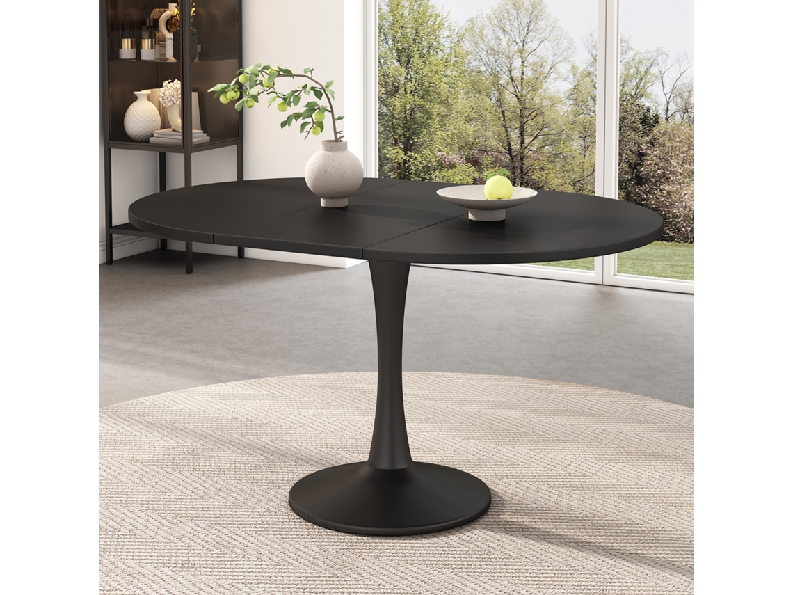 Mesa De Jantar Extensível, Mesa De Jantar Oval, Mesa De Centro/lazer, Comprimento 100/140 X Largura 100 X Altura 75 Cm