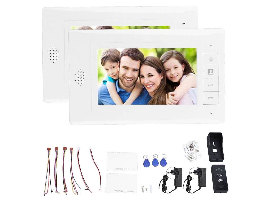 Kit Intercom Porta Com Ecrã Tft 7 Polegadas 2 Unidades Internas