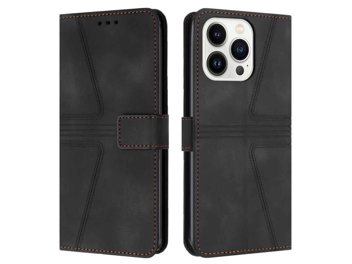 Capa De Couro Para Iphone 13 Pro Max - Triangular - Cor Sólida