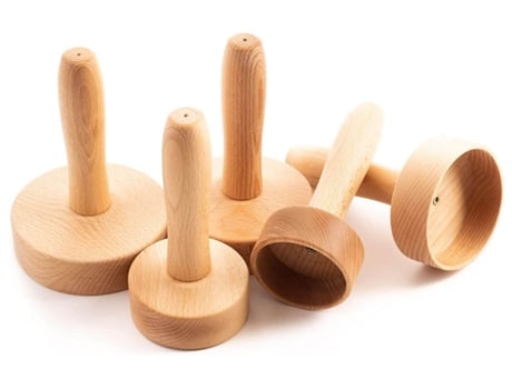 Conjunto de 5 copos massageadores de madeira para maderoterapia de drenagem linfática de celulite TUULI