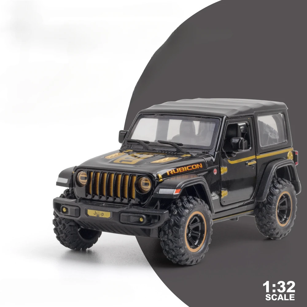 (preto) Miniatura De Carro Wrangler Na Escala 1/32 - Brinquedo Em Liga Metálica Fundida - Veículo Off-road - Com Efeitos Sonoros E De Luz