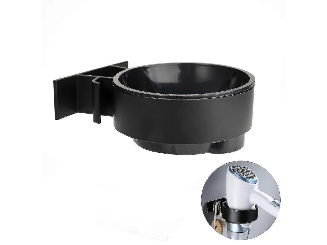 Suporte Para Secador De Cabelo Aura Sem Furos, Ideal Para Banheiro, Quarto E Varanda, Na Cor Preta.
