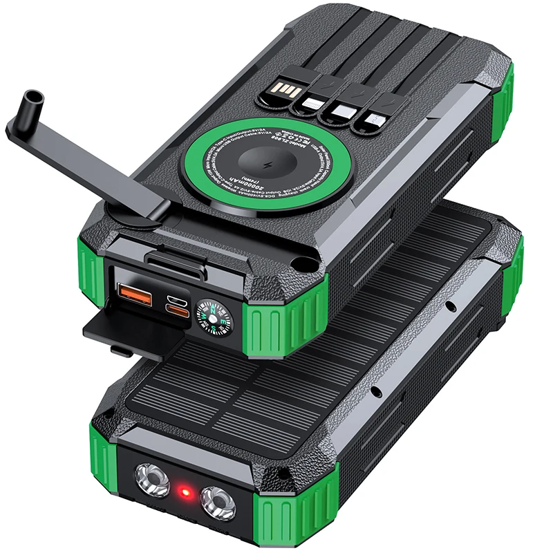 Carregador Solar Portátil Manual de 20000mah com Carregamento Rápido de 22,5w MDUG (verde)