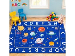 Tapete de salto Chrui - Alfabeto ABC no Espaço Sideral, Educativo e Lavável - 50*80cm - Azul