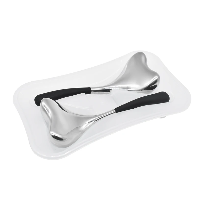 (2 Pretas) Pacote Com Duas Bolas De Gelo De Aço Inoxidável Para Massagem Facial Refrescante.