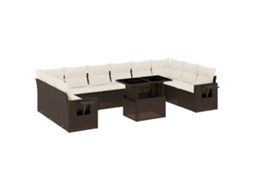 Conjunto de 11 Sofás de Jardim C/ Almofadões Vime Pe Castanho MAISON EXCLUSIVE (11 pcs)