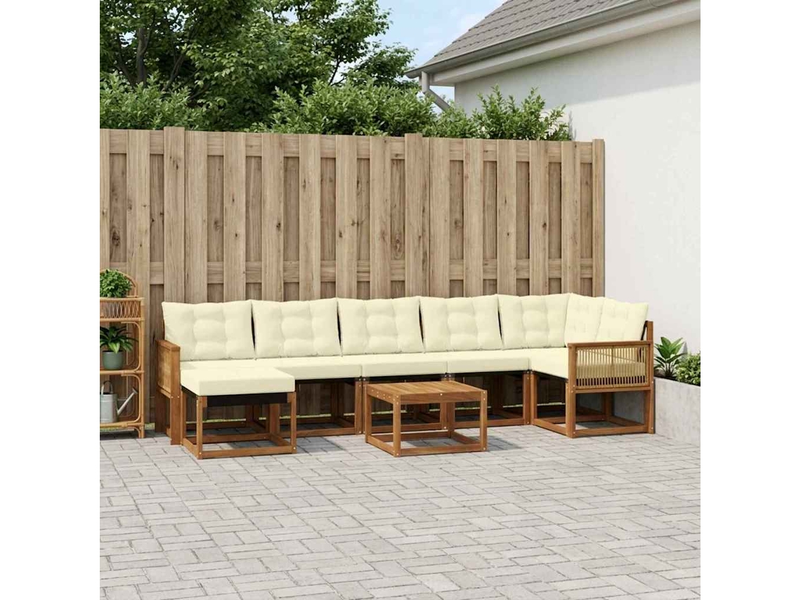 Vidaxl Conjunto De Sofás Para Exterior 8 Pcs Natural E Creme