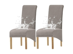 Funda De Silla De Comedor Jacquard Elástica Grande (gris Claro1, 2 Piezas)