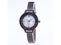 Relógio de Pulso Feminino de Quartzo com Pulseira de Malha Fina e Design Elegante (preto)