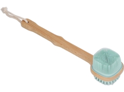 Yinhing Document Escova De Banho Esfoliante E Massagem Suave Com Cabo Longo Dupla Face, Com Cordão, Em Bambu E Silicone