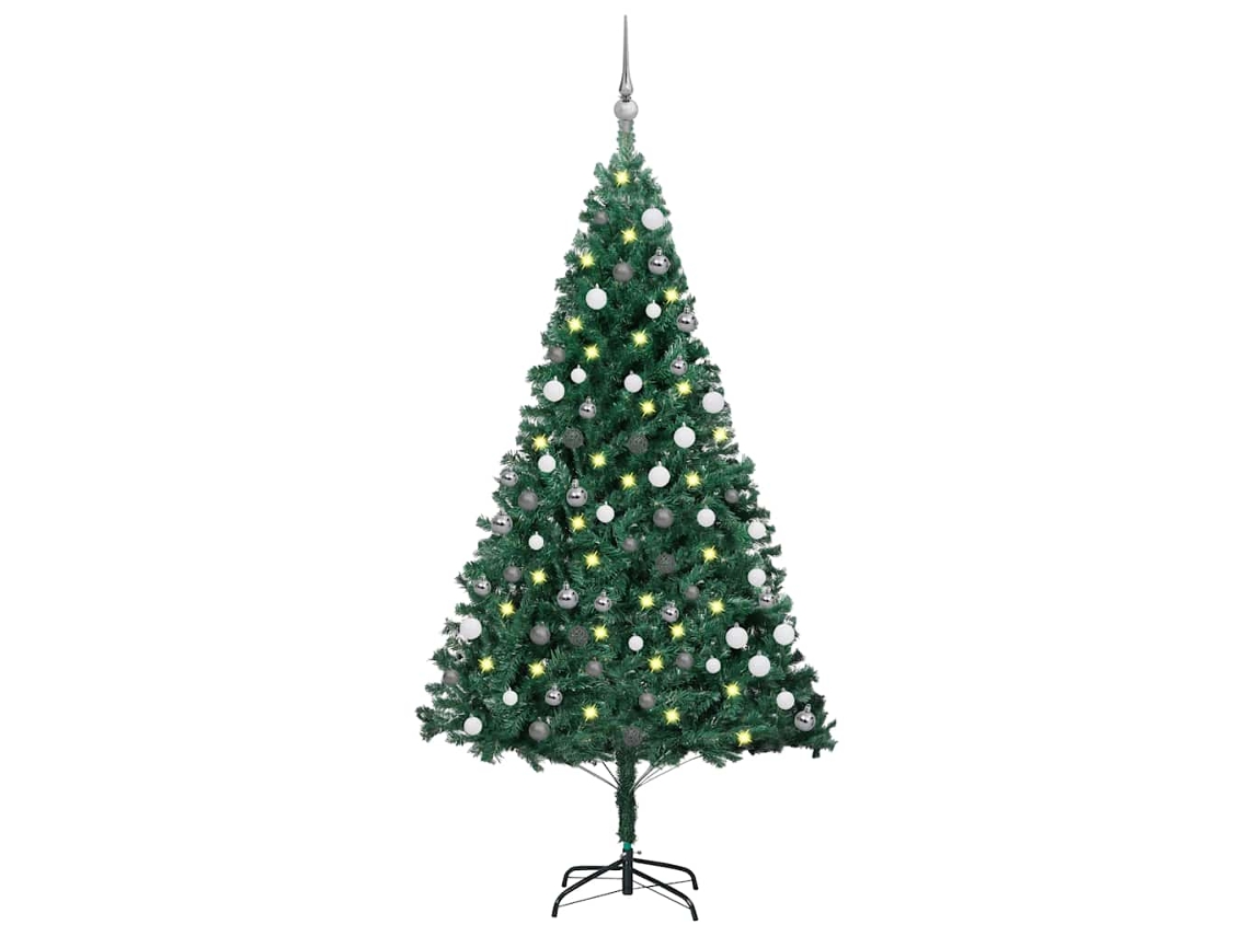 Árvore Natal VIDAXL artificial pré-iluminada c/ bolas PVC verde (150cm)