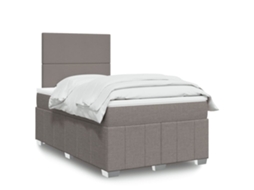 Cama Boxspring C/ Colchão 120x190cm Tecido Castanho-acinzentado