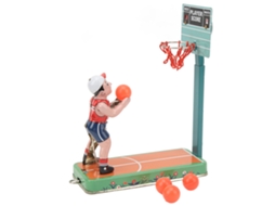 Brinquedo Mecânico de Basquete Vintage em Lata para Coleção