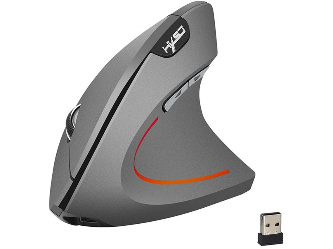 Rato Sem Fio Rato Vertical Ergonômico Recarregável 3 Dpi Opcional Ajustável 2400 Dpi Carregamento Usb Rato Com Fio Para Mac Laptop Computador Cinza 