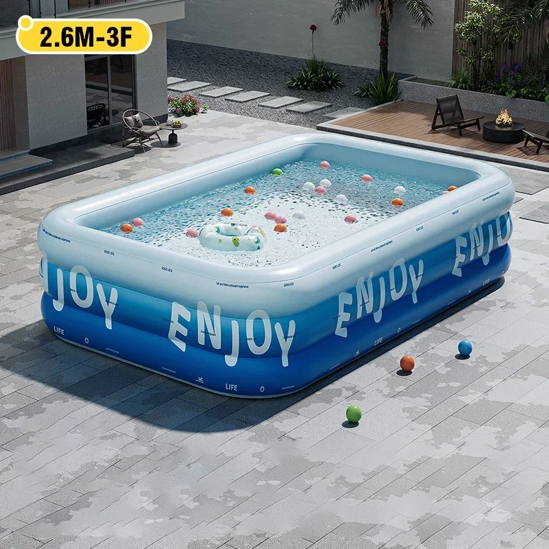 Piscina Inflável , Piscina Grande, Impermeável e Reforçada para Uso Interno e Externo, Ideal para Jogos Aquáticos no Quintal. MDUG (2,6 M)
