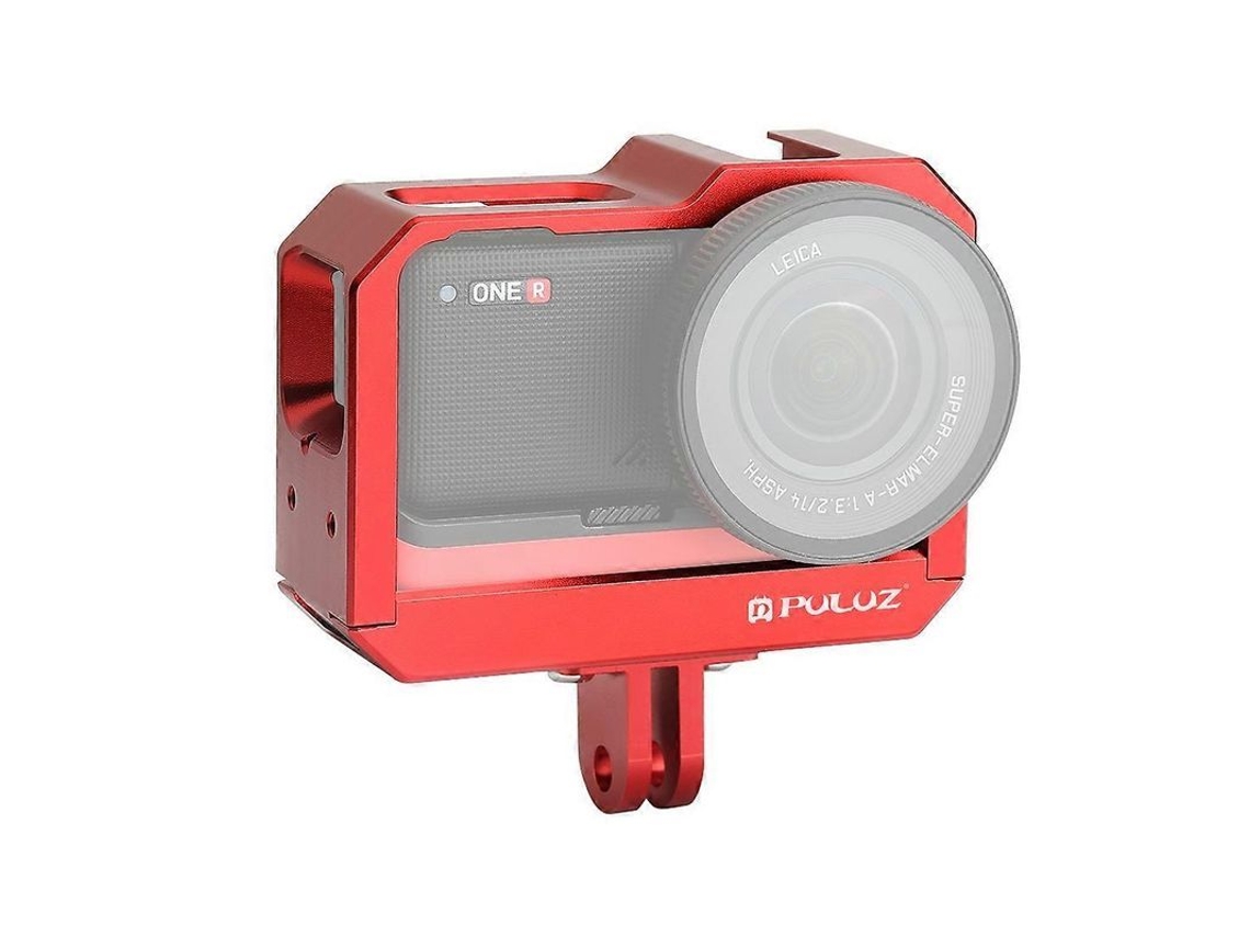 Caja Protectora De Aluminio Puluz Com Ranura Cold Shoe E Adaptador Base Para Insta360 One R Rojo