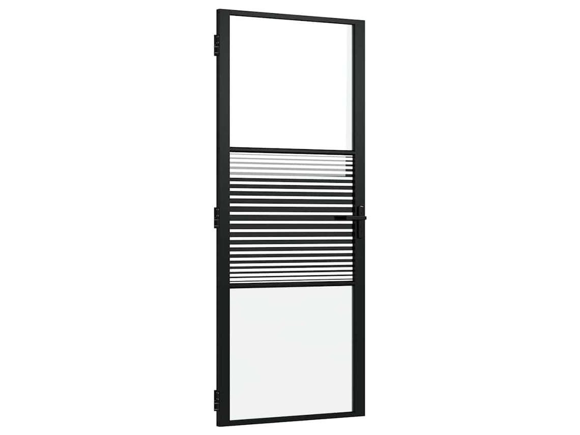 Maison Exclusive - Porta De Vidro Riscas Preto 83 X 3,5 X 201,5 Cm Alumínio