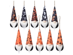 Conjunto de 10 enfeites Nova Line de gnomos para Halloween, decorativos nórdicos em pelúcia com vampiro, aranha e abóbora