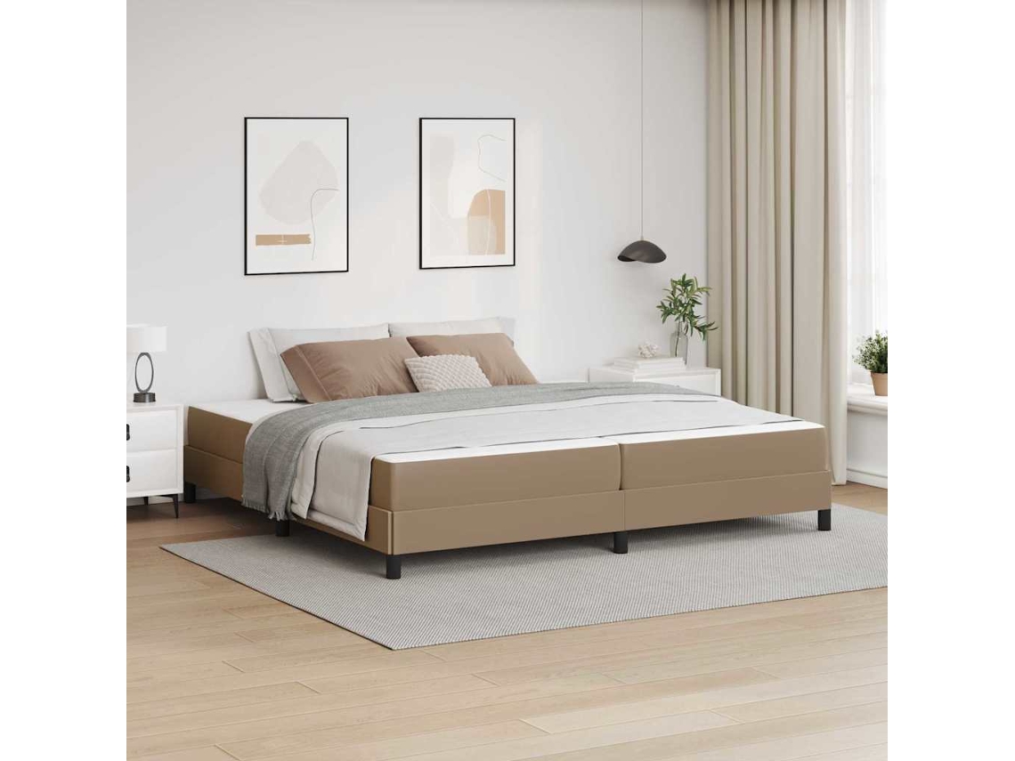 Vidaxl Estrutura Da Cama Com Colchão Cappuccino 200 X 200 Cm Tecido