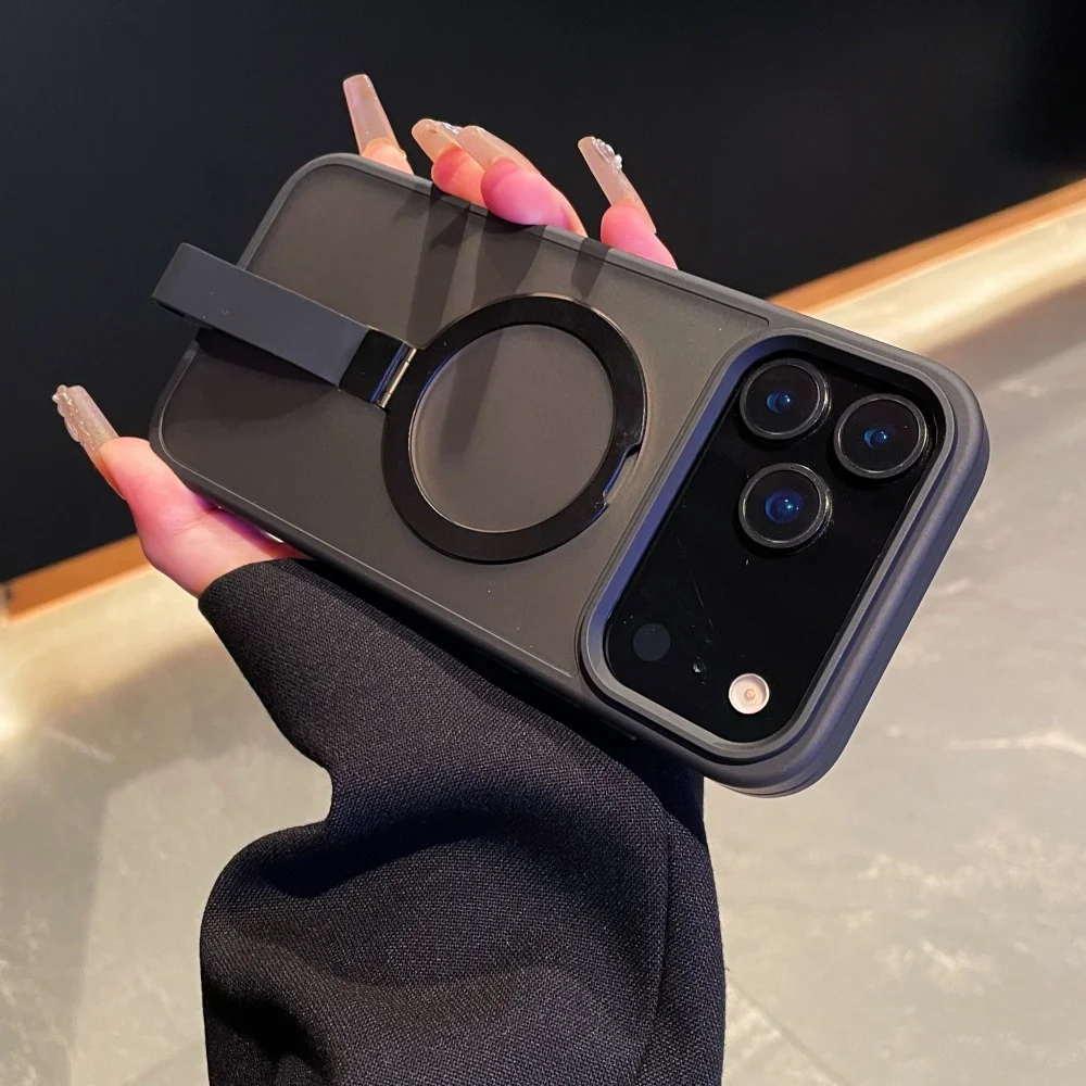 (preto 17air) Capa De Celular Fosca Com Suporte Magnético Em Formato De Anel E Alça De Pulso