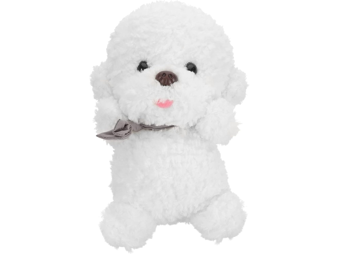 Filhote De Bichon Frisé Pelúcia, Cor Clara, 25cm, Bichinho Pelúcia