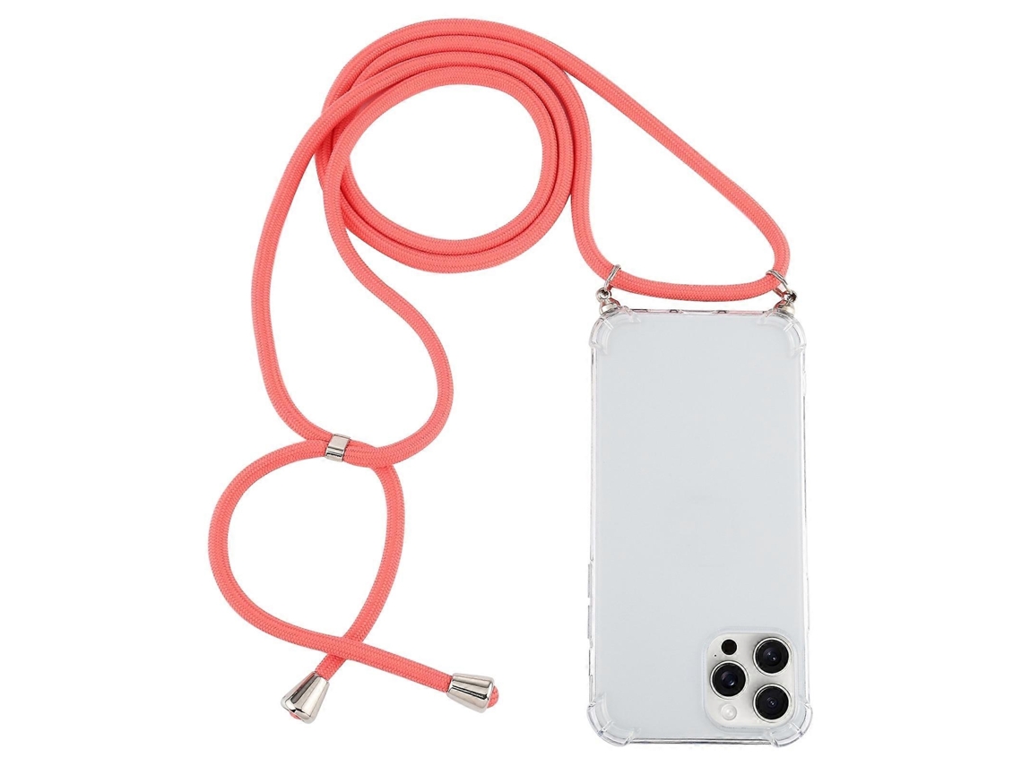 Capa De Tpu Transparente À Prova De Choque Com Quatro Cantos E Cordão Para Iphone 16 Pro
