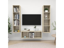Vidaxl 3 Pcs Conjunto Móveis De Tv Derivados Madeira Carvalho Sonoma