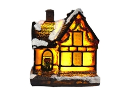 Decoración Navideña Aldea Con Casa De Nieve Iluminada Led Para Navidad